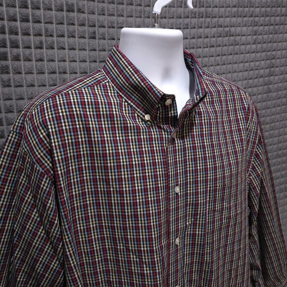 Button Long Sleeve Collared Shirt MensXL Colorful Plaid Lightweight Cotton Dress - Picture 6 of 16
